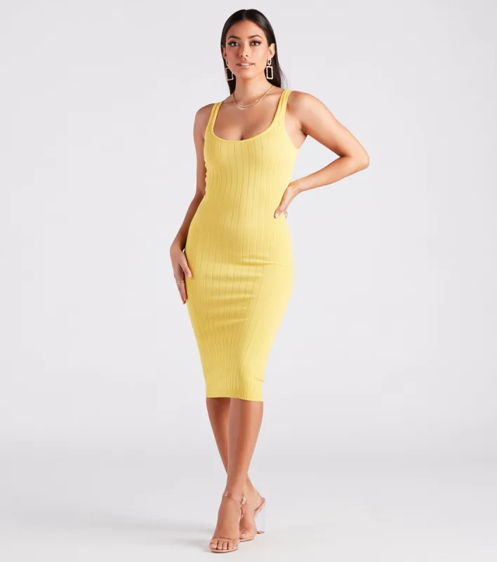 CLEARANCE - Taking the Plunge Scoop Neck Midi Dress sold by Windsor