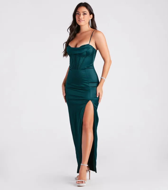 Blaire Formal Satin Corset Slim Long Dress sold by Windsor