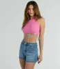 Fringe Benefits High Neck Crop Top sold by Windsor