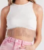 Fringe Benefits High Neck Crop Top sold by Windsor