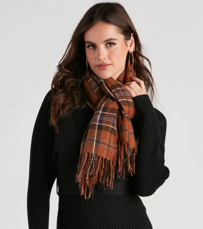 Wrap Me In Plaid Fringe Scarf sold by Windsor