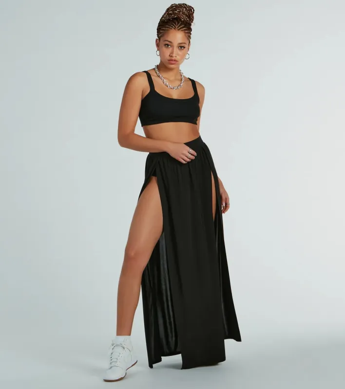 Statement Made High-Rise Dual-Slit Maxi Skirt sold by Windsor