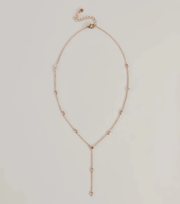 Dainty Glam Rhinestone Chain Necklace sold by Windsor