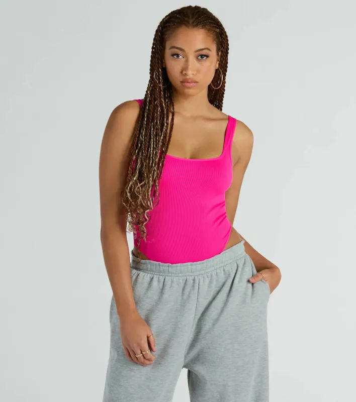 Simply Sultry Ribbed Knit Tank Bodysuit sold by Windsor