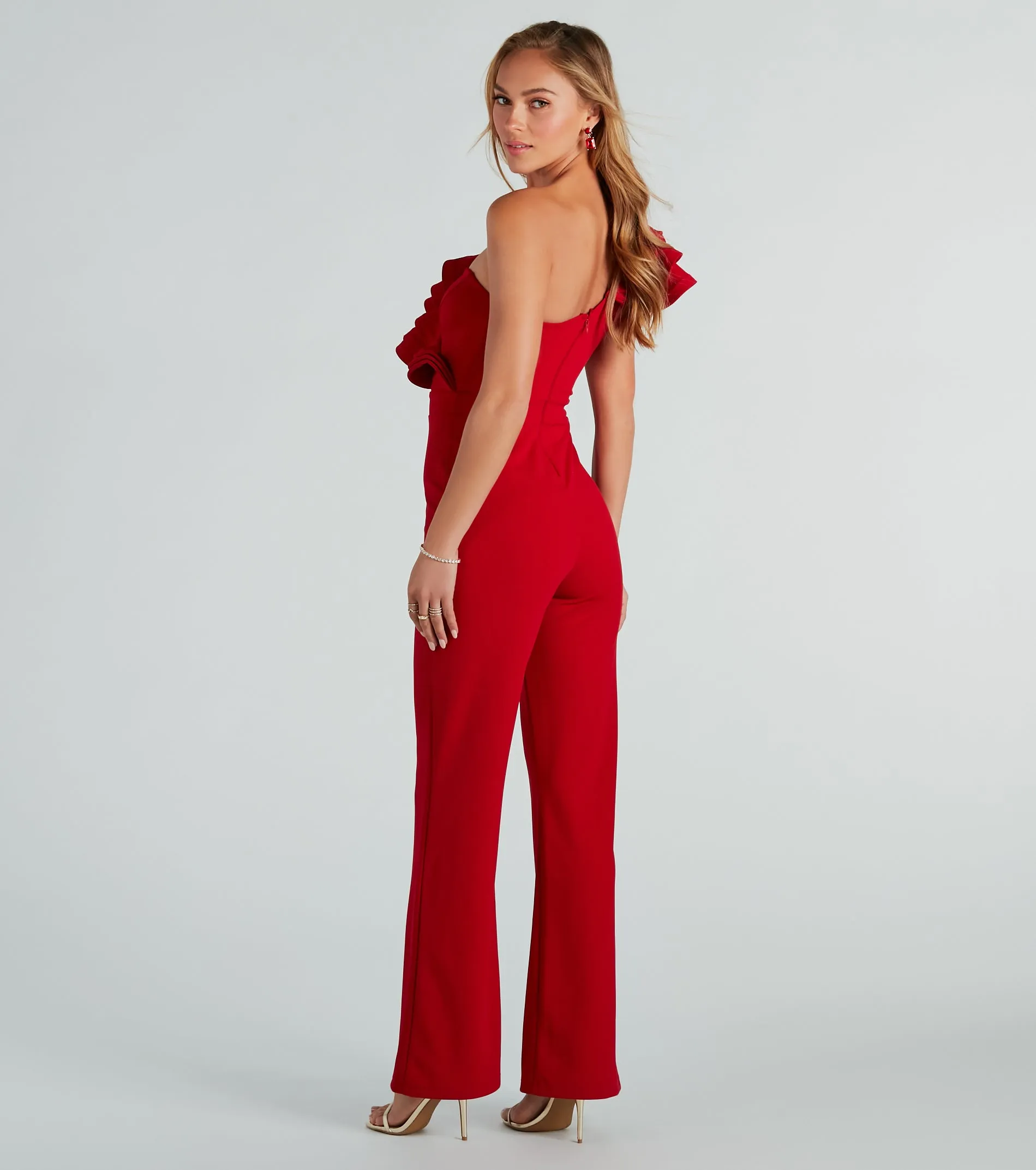 Catwalk Strut Crepe Ruffle One-Shoulder Jumpsuit sold by Windsor product image thumbnail 2