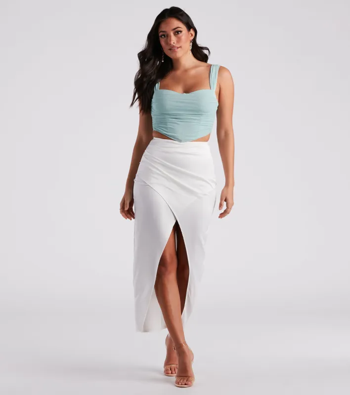 CLEARANCE - Wrapped In Chic Vibes Satin Maxi Skirt sold by Windsor