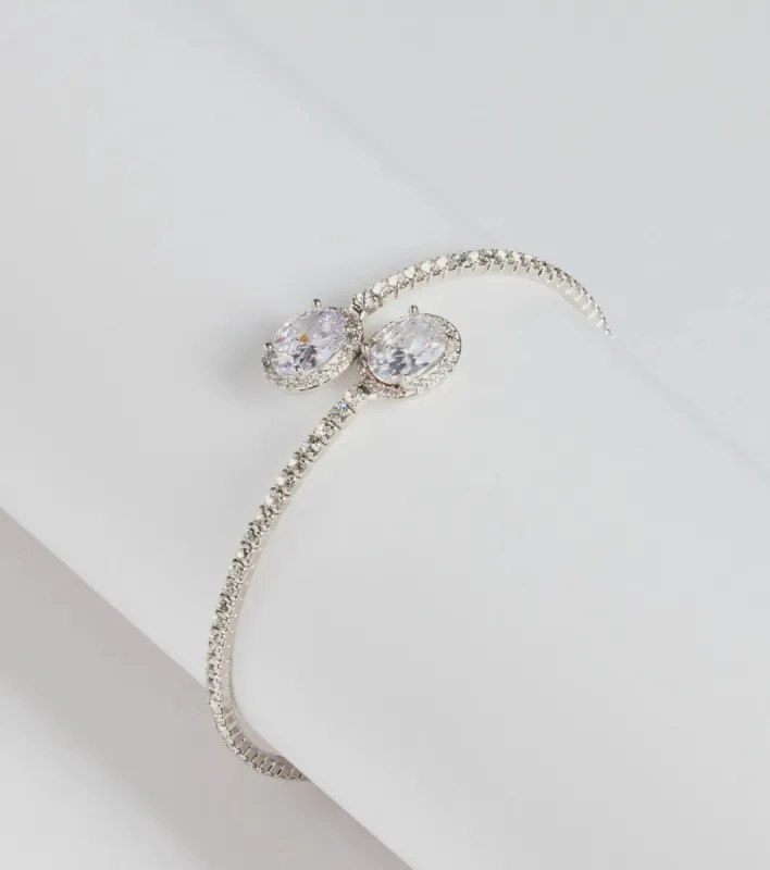 Radiating Glam Rhinestone Memory Wire Bracelet sold by Windsor