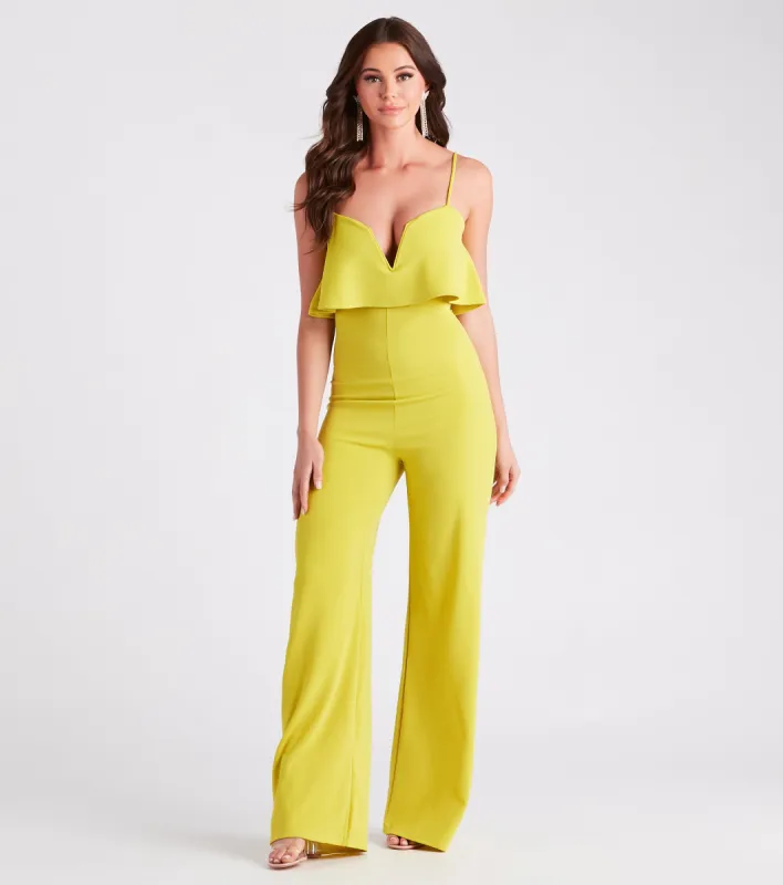 Shake Things Up Ruffled Wide-Leg Jumpsuit sold by Windsor