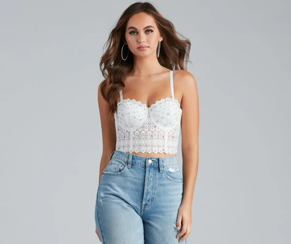 PLACEHOLDER - Reigning Lace Crop Top sold by Windsor