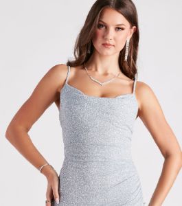 Here To Sparkle Glitter Wrap Midi Dress sold by Windsor