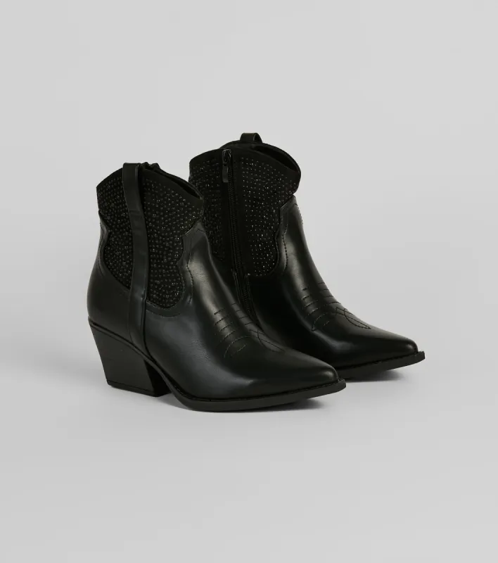 Western Glam Pearl Detail Ankle Booties sold by Windsor
