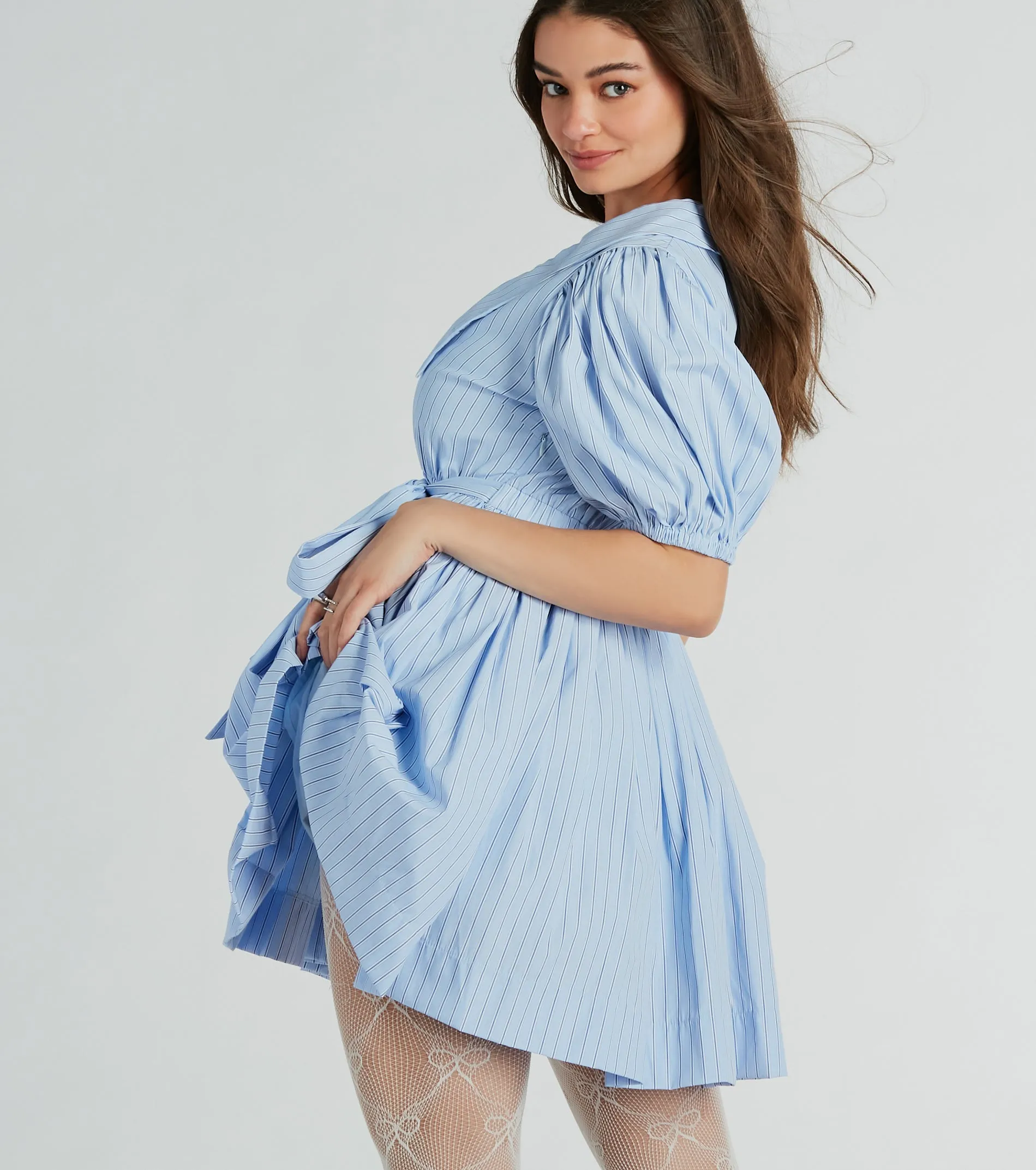 Sweet Vibes Collared Striped Woven Skater Dress sold by Windsor product image thumbnail 2