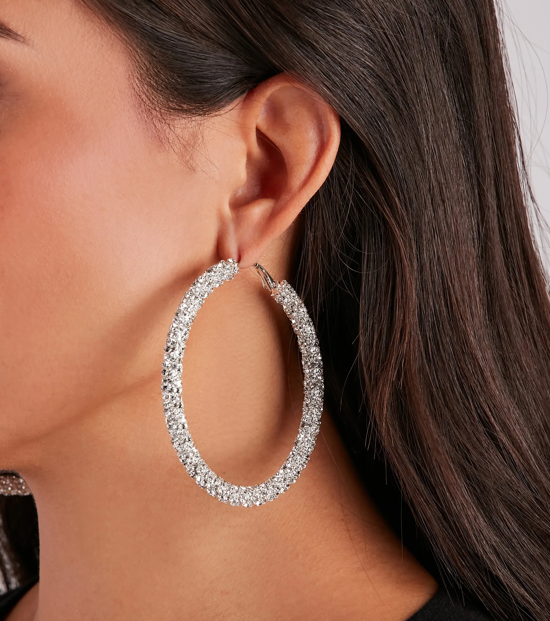 Statement Rhinestone Hoop Earrings sold by Windsor product image thumbnail 2