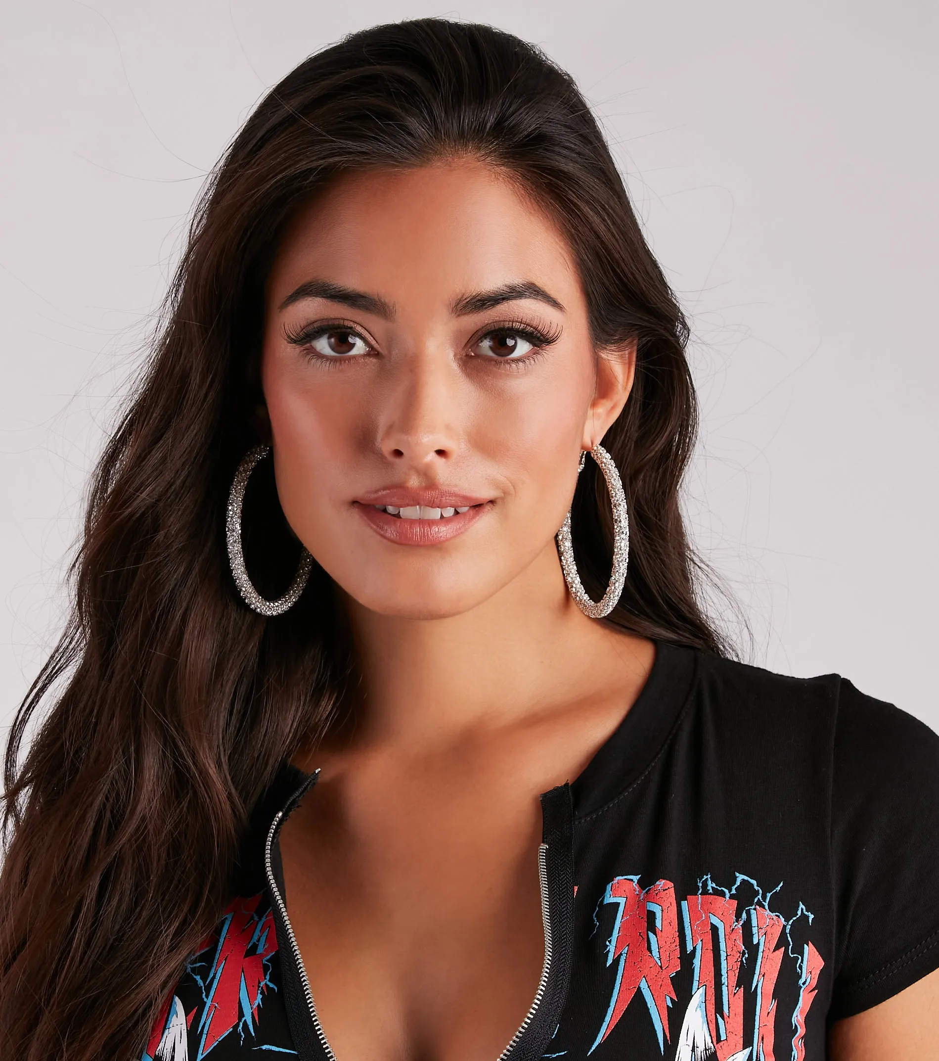 Statement Rhinestone Hoop Earrings sold by Windsor