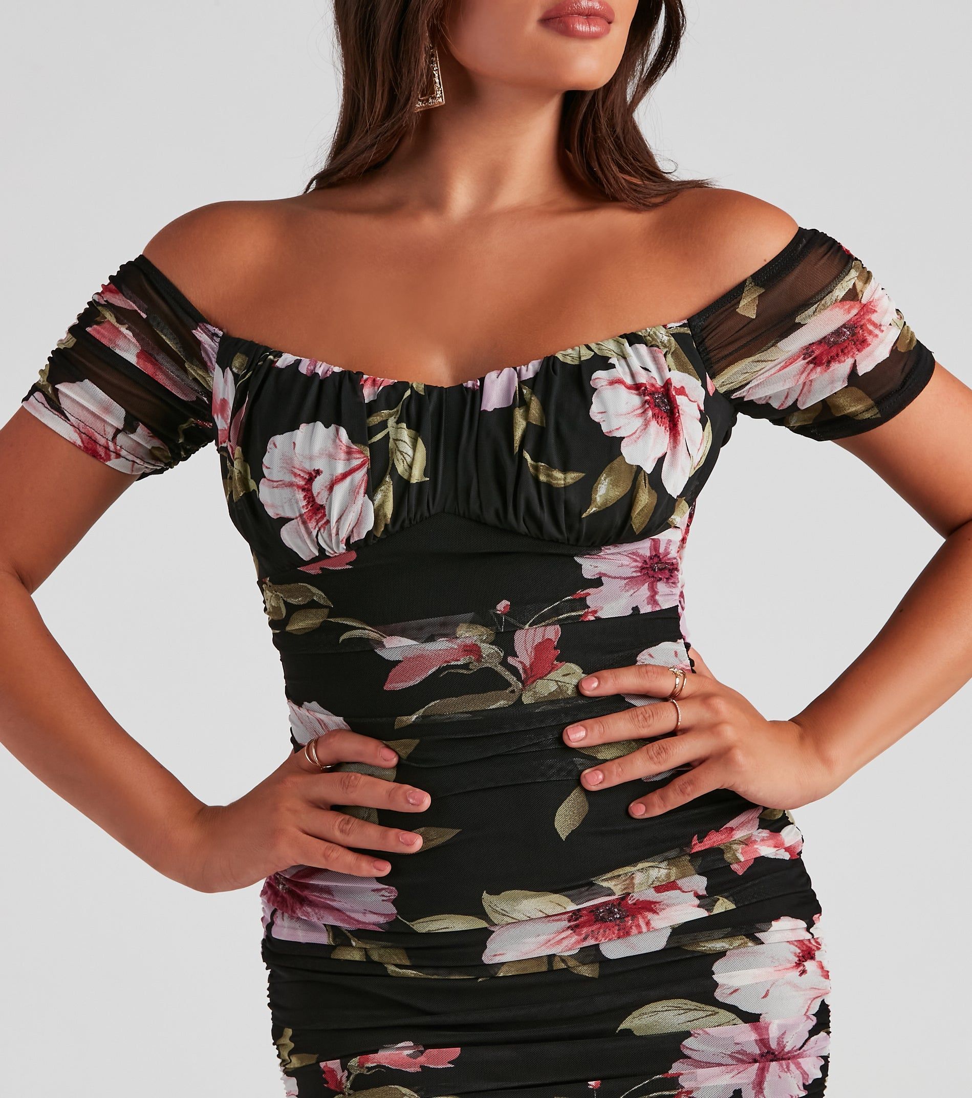 Sunset Date Floral Mini Dress sold by Windsor product image thumbnail 4