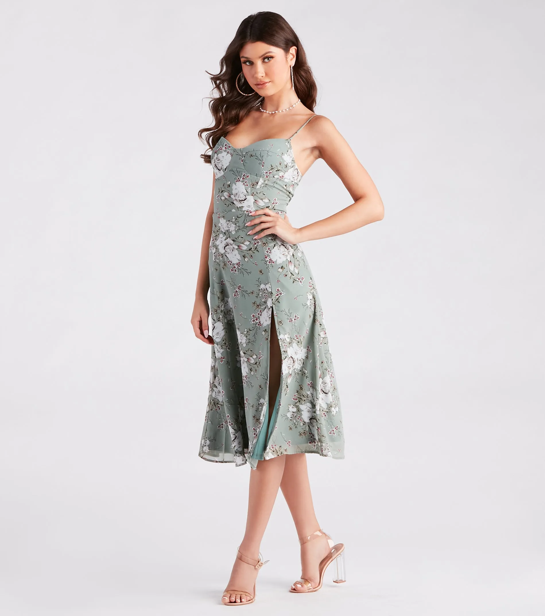 Garden Chic Floral Chiffon Midi Dress sold by Windsor product image thumbnail 3