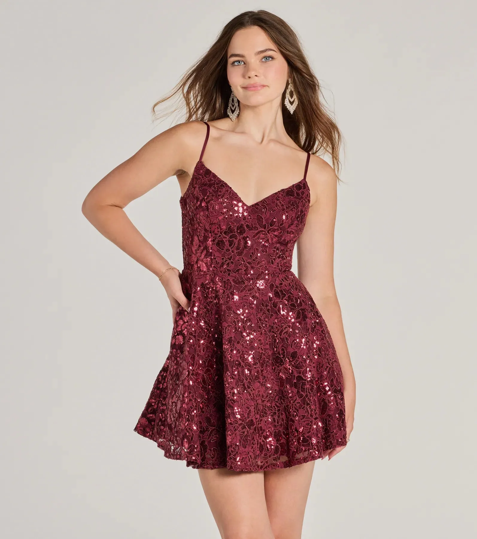 Mandee V-Neck Lace Skater Dress With Pockets sold by Windsor product image thumbnail 5