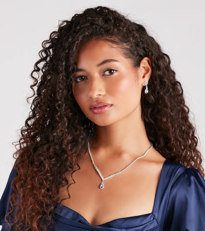 Chic And Luxe Gemstone Necklace And Earrings Set sold by Windsor