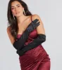 Glamorous Affair Satin Rhinestone Gloves sold by Windsor