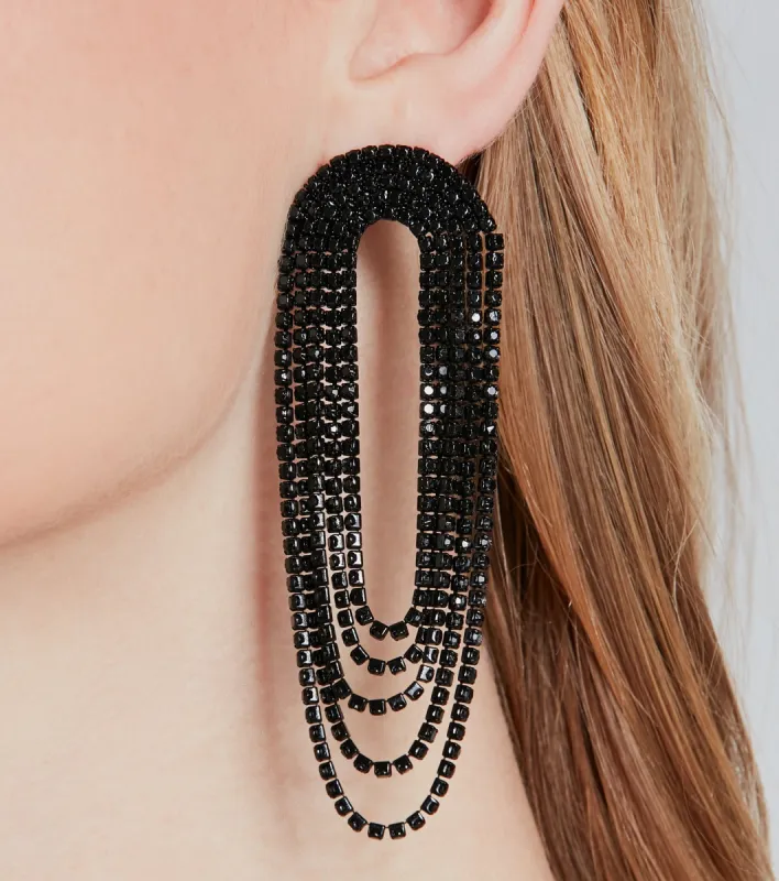 Gorgeous Statement Rhinestone Draped Earrings sold by Windsor