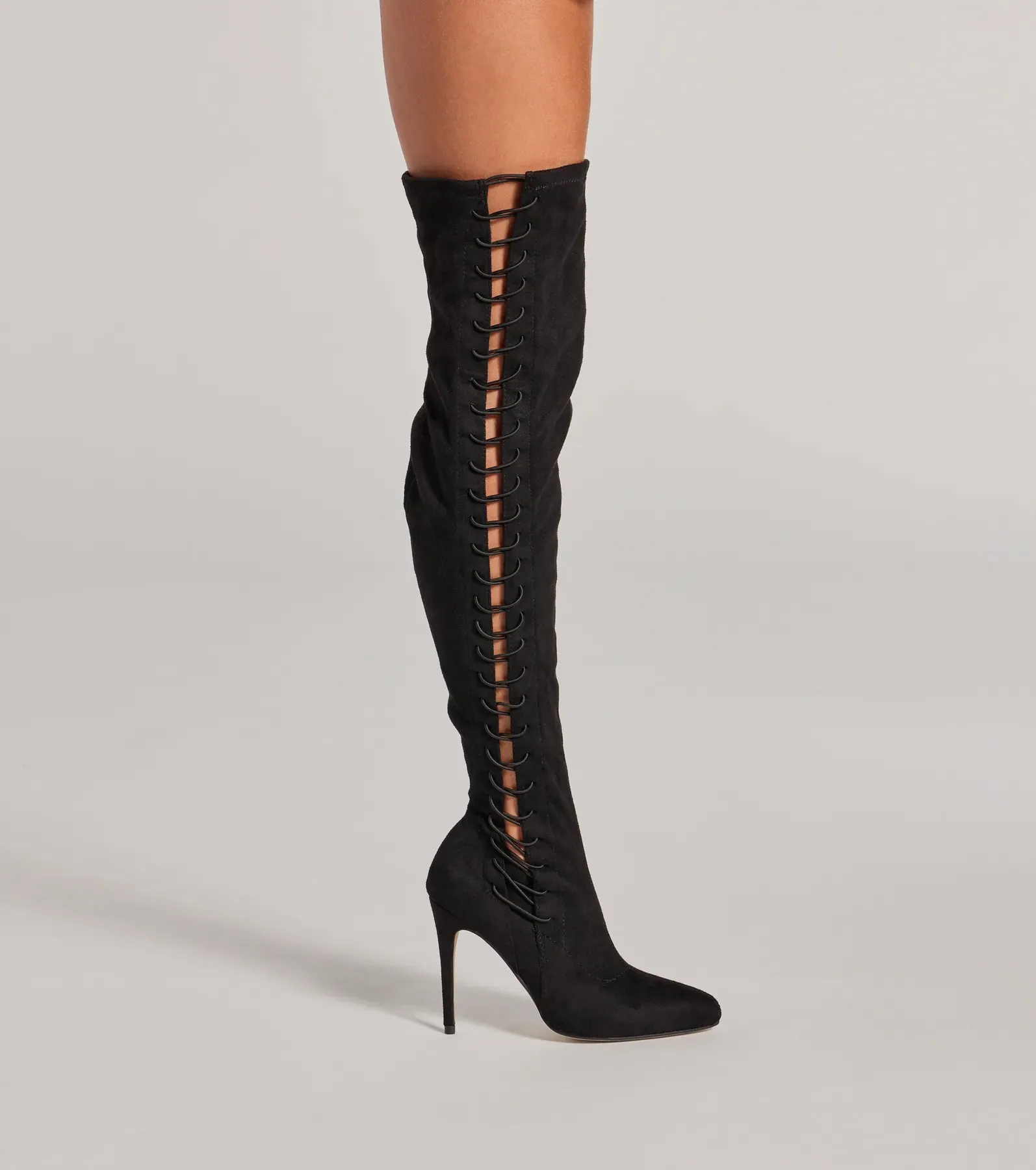 Always On Point Lace-Up Thigh High Stiletto Boots sold by Windsor product image thumbnail 3