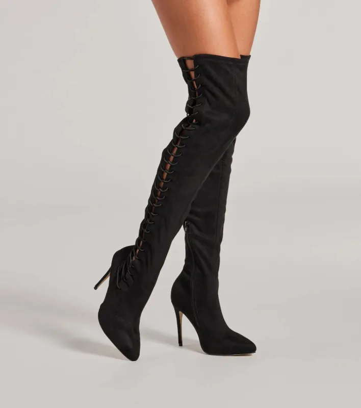 Always On Point Lace-Up Thigh High Stiletto Boots sold by Windsor