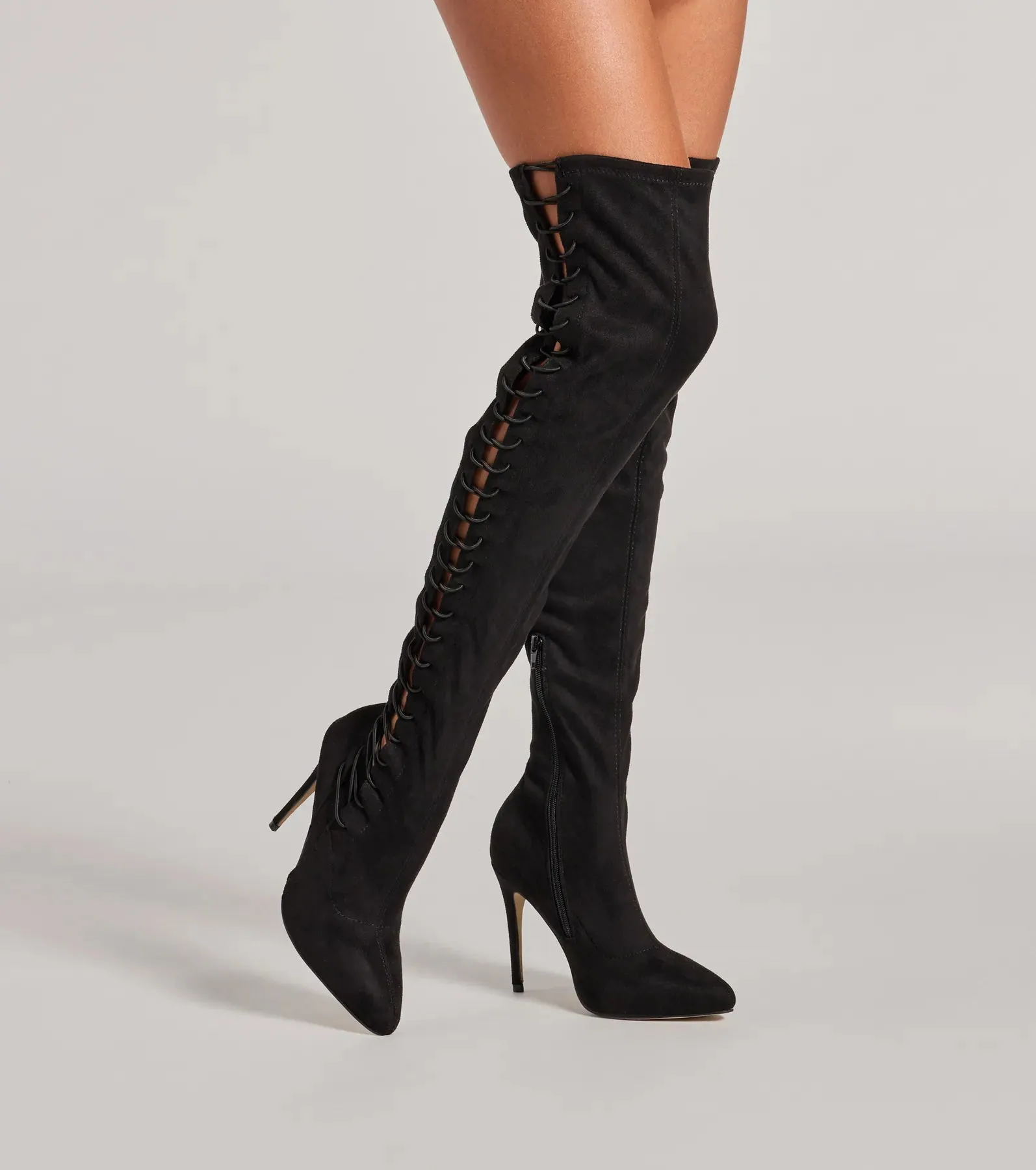 Always On Point Lace-Up Thigh High Stiletto Boots sold by Windsor
