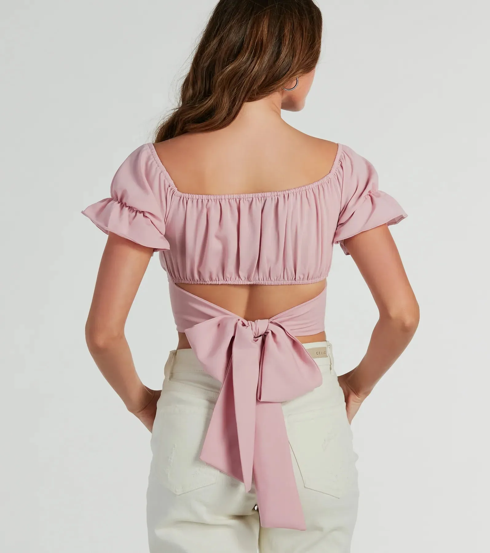 Distinct Cutie Tie-Back Chiffon Crop Top sold by Windsor product image thumbnail 2