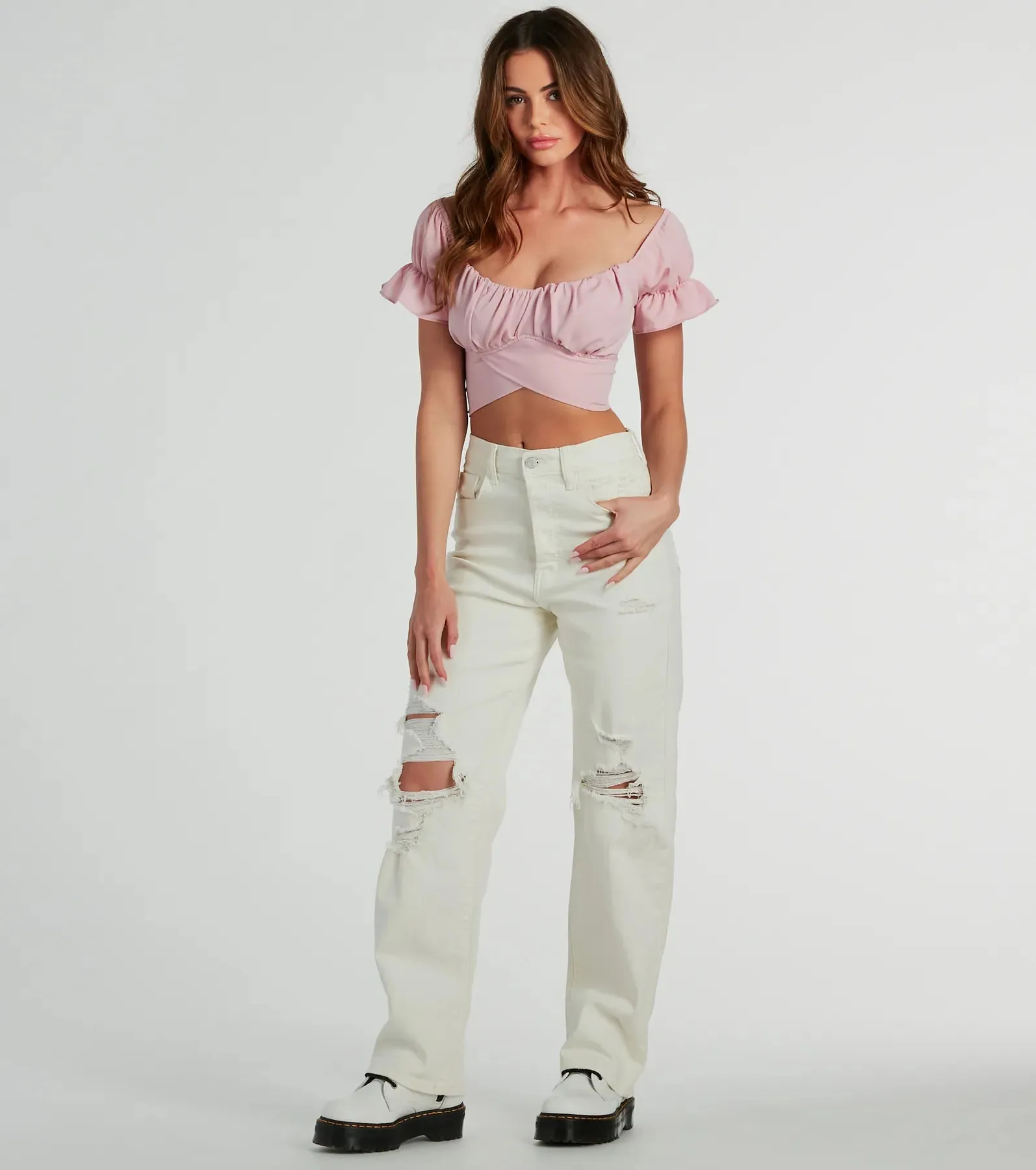 Distinct Cutie Tie-Back Chiffon Crop Top sold by Windsor product image thumbnail 3