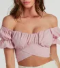 Distinct Cutie Tie-Back Chiffon Crop Top sold by Windsor