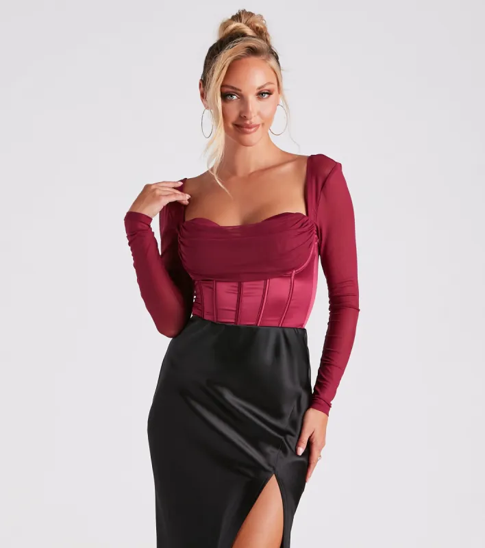 CLEARANCE - Sultry Swoon Satin Mesh Corset sold by Windsor