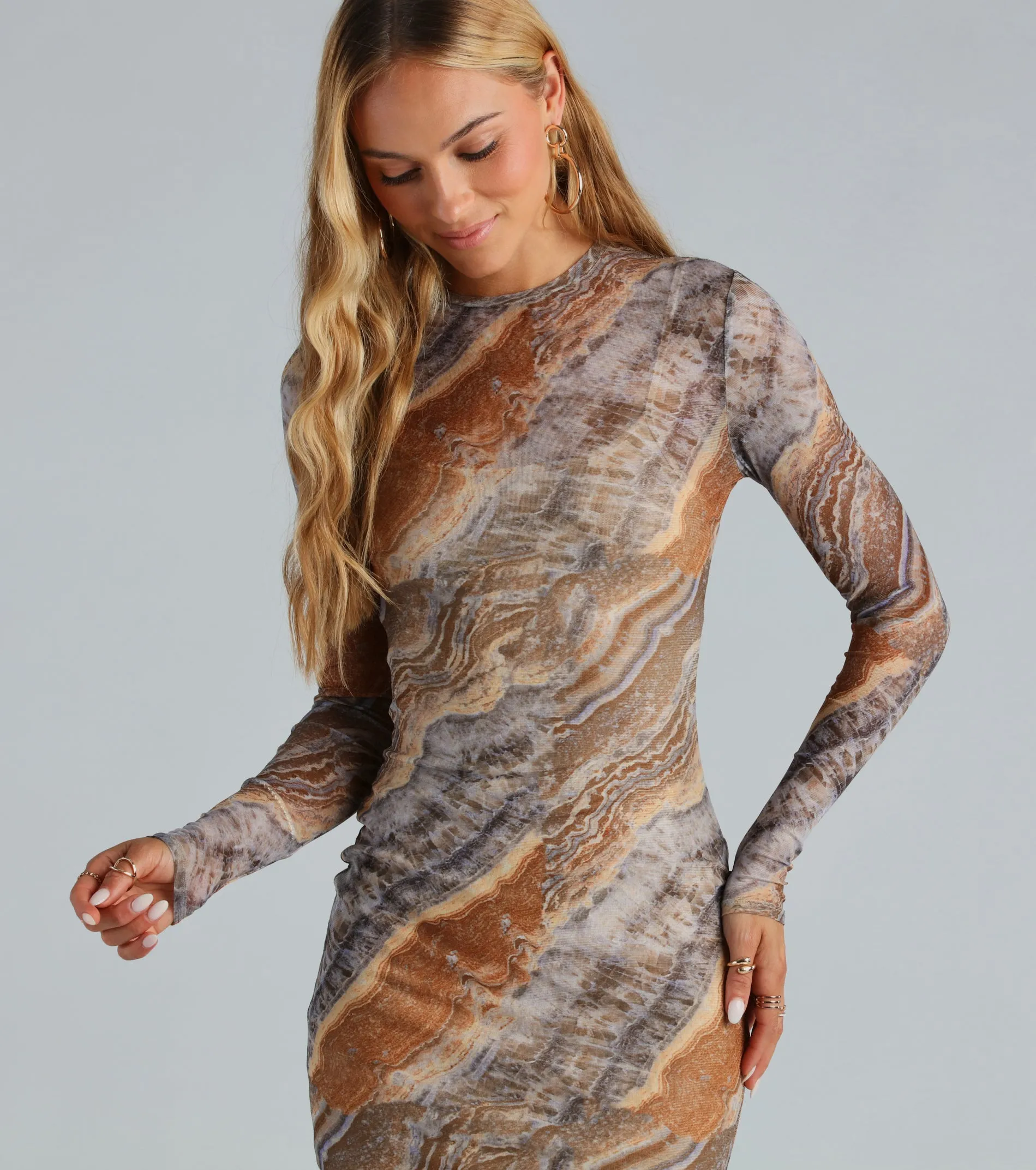 I'm So Rare Marble Long Sleeve Mini Dress sold by Windsor product image thumbnail 4