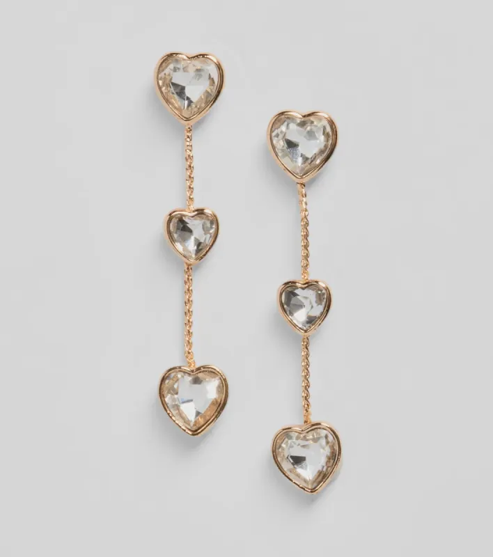 Adorable Glam Rhinestone Heart Duster Earrings sold by Windsor