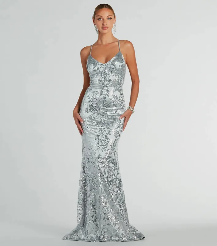 Holly Lace-Up Sequin Satin Formal Dress sold by Windsor