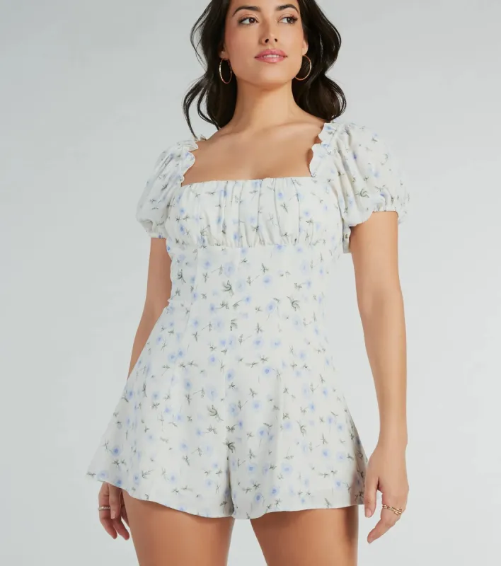 Sweeter Than Floral Short Sleeve Tie-Back Romper sold by Windsor