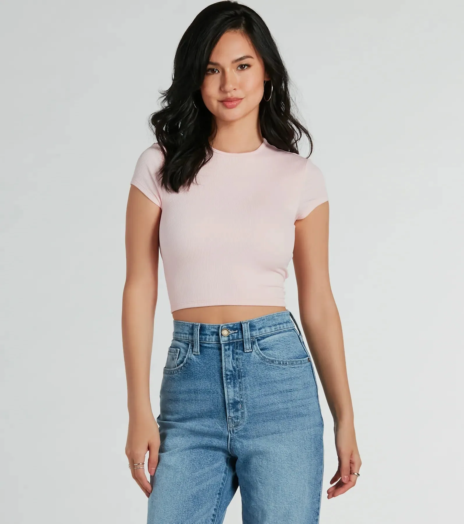 Trendy Cutie Lace-Up Ribbed Smooth Knit Crop Top sold by Windsor product image thumbnail 5