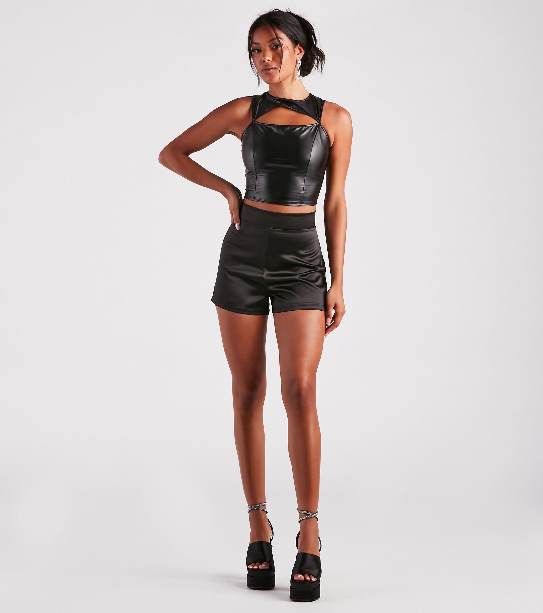 Cut To The Style Faux Leather Crop Top sold by Windsor product image thumbnail 3