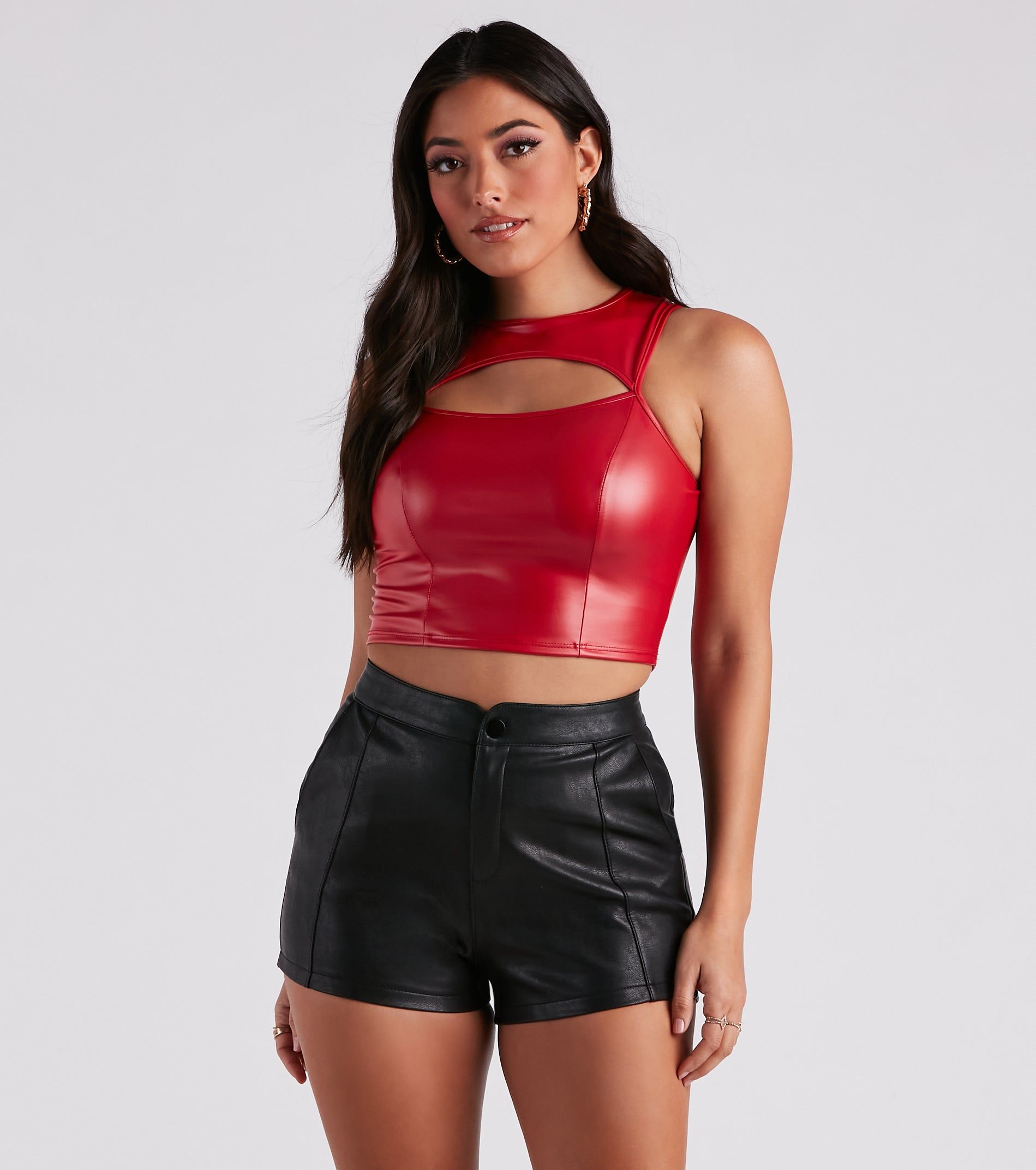 Cut To The Style Faux Leather Crop Top sold by Windsor product image thumbnail 5