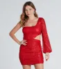 Light Up The Night Sequin One-Shoulder Mini Dress sold by Windsor