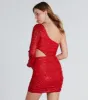 Light Up The Night Sequin One-Shoulder Mini Dress sold by Windsor