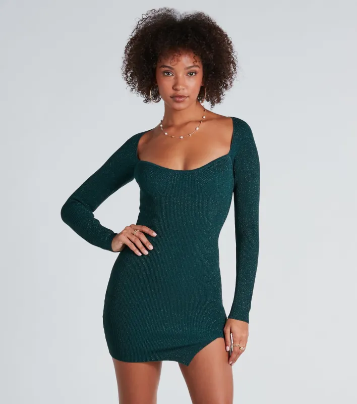 CLEARANCE - Glimmer Girl Long Sleeve Mini Sweater Dress sold by Windsor