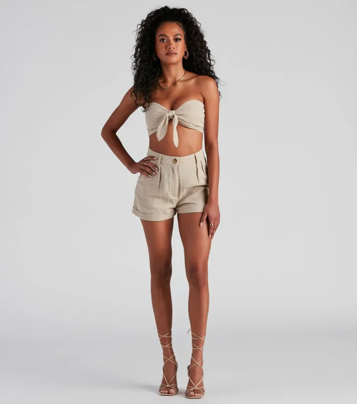 Making Waves Linen Tie Front Top sold by Windsor