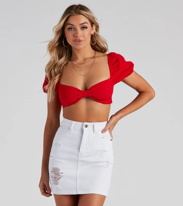 Life's Sweet Puff Sleeve Tie Top sold by Windsor