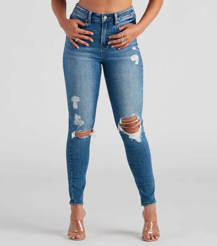 Harper Mid-Rise Skinny Denim Jeans sold by Windsor