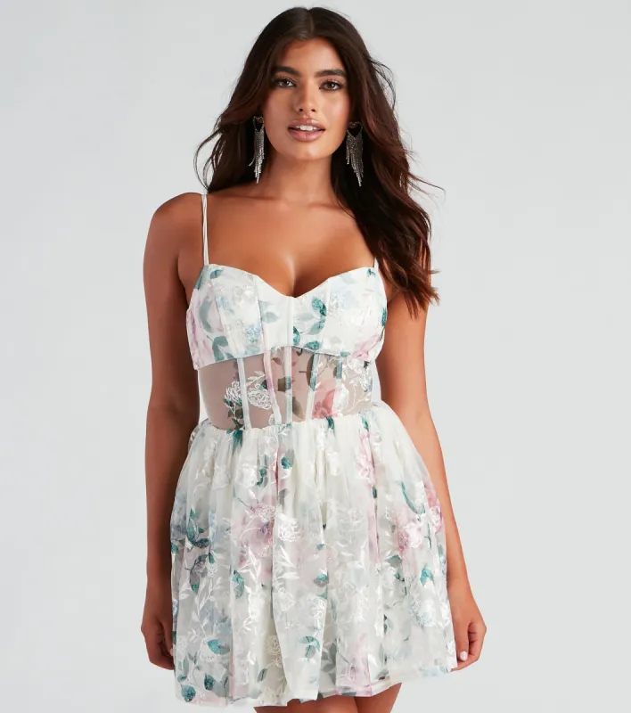 Gabriella Floral Mesh Party Dress sold by Windsor