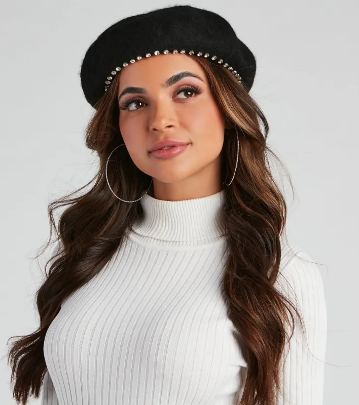 Modern Girl Rhinestone Trim Beret sold by Windsor