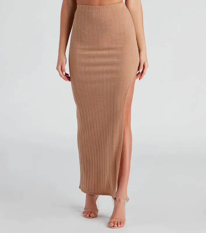 Knit Alone Slit Maxi Skirt sold by Windsor