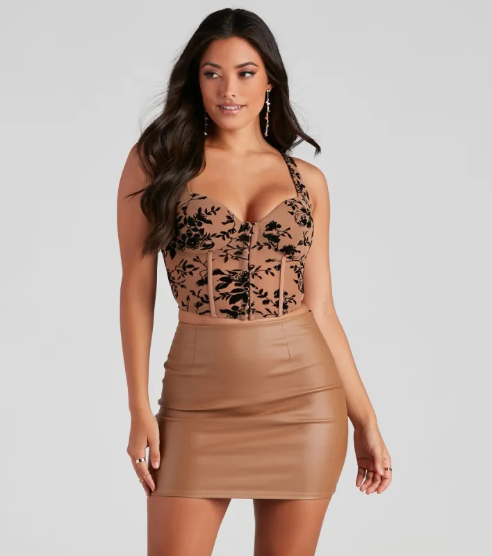 Rising Beauty Floral Burnout Corset sold by Windsor