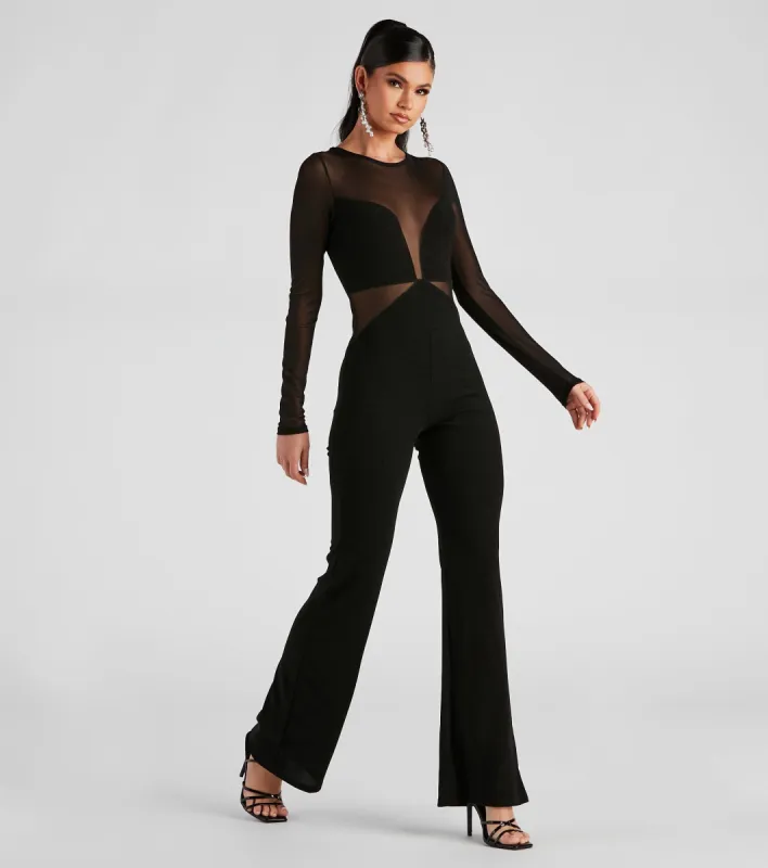 Stole The Night Glitter Mesh Jumpsuit sold by Windsor