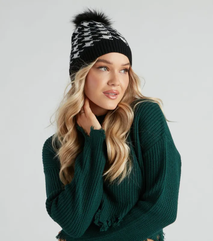 Winter Chic Houndstooth Knit Beanie sold by Windsor